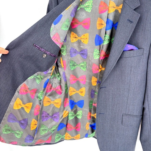 Ted Baker London Endurance Blue Gray Basketweave Wool Blazer Suit Jacket 38R - Picture 10 of 11